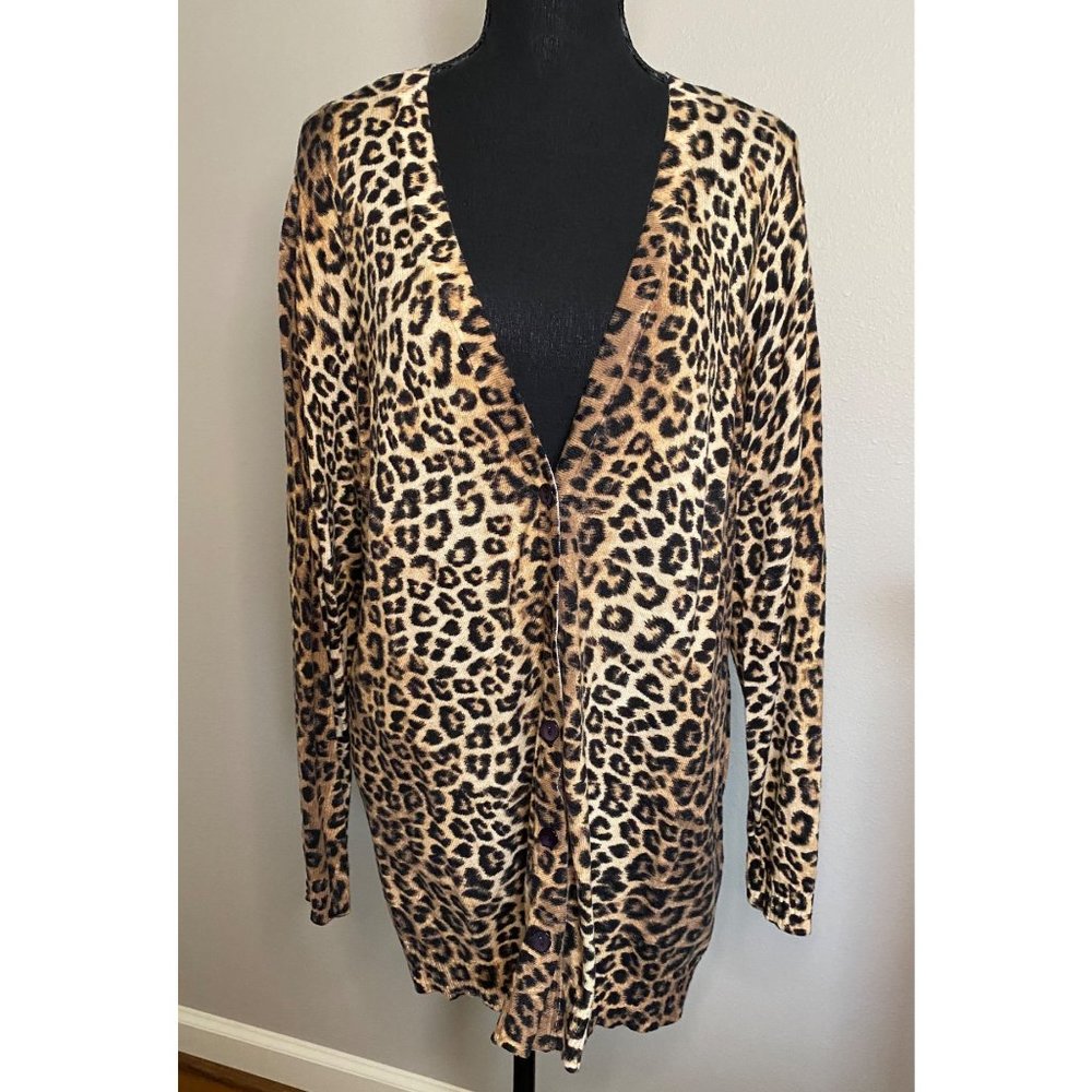 Chico’s animal print 5 button cardigan sweater size XL/16